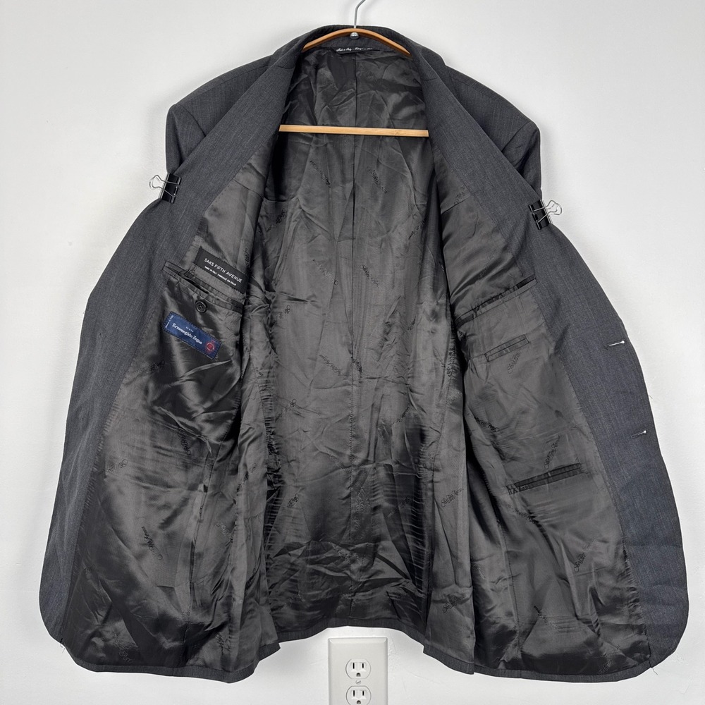 Saks Fifth Avenue Ermenegildo Zegna Wool Silk Blazer 40R Charcoal Made in Italy - Picture 5 of 11